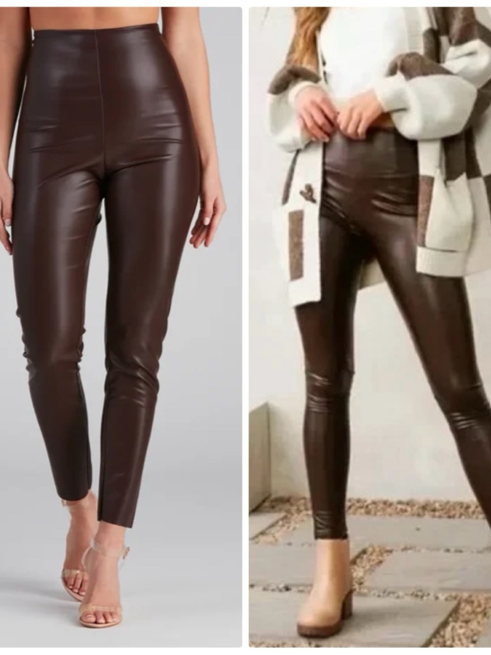 Joie Faux Leather Leggings. high-rise contemporary fit pull on pants espresso